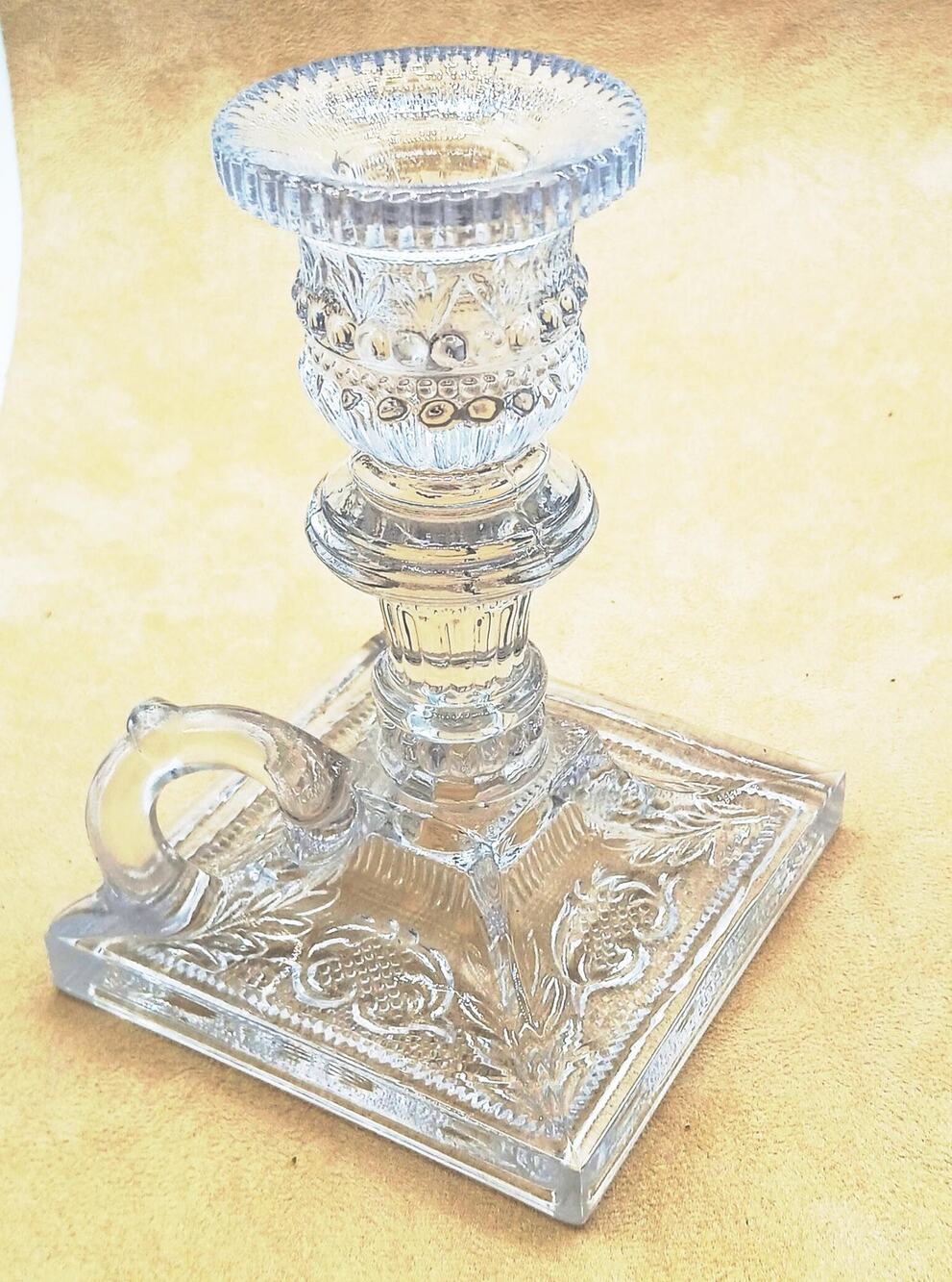Vintage Viking Glass Candle Holder with Loop Holder
